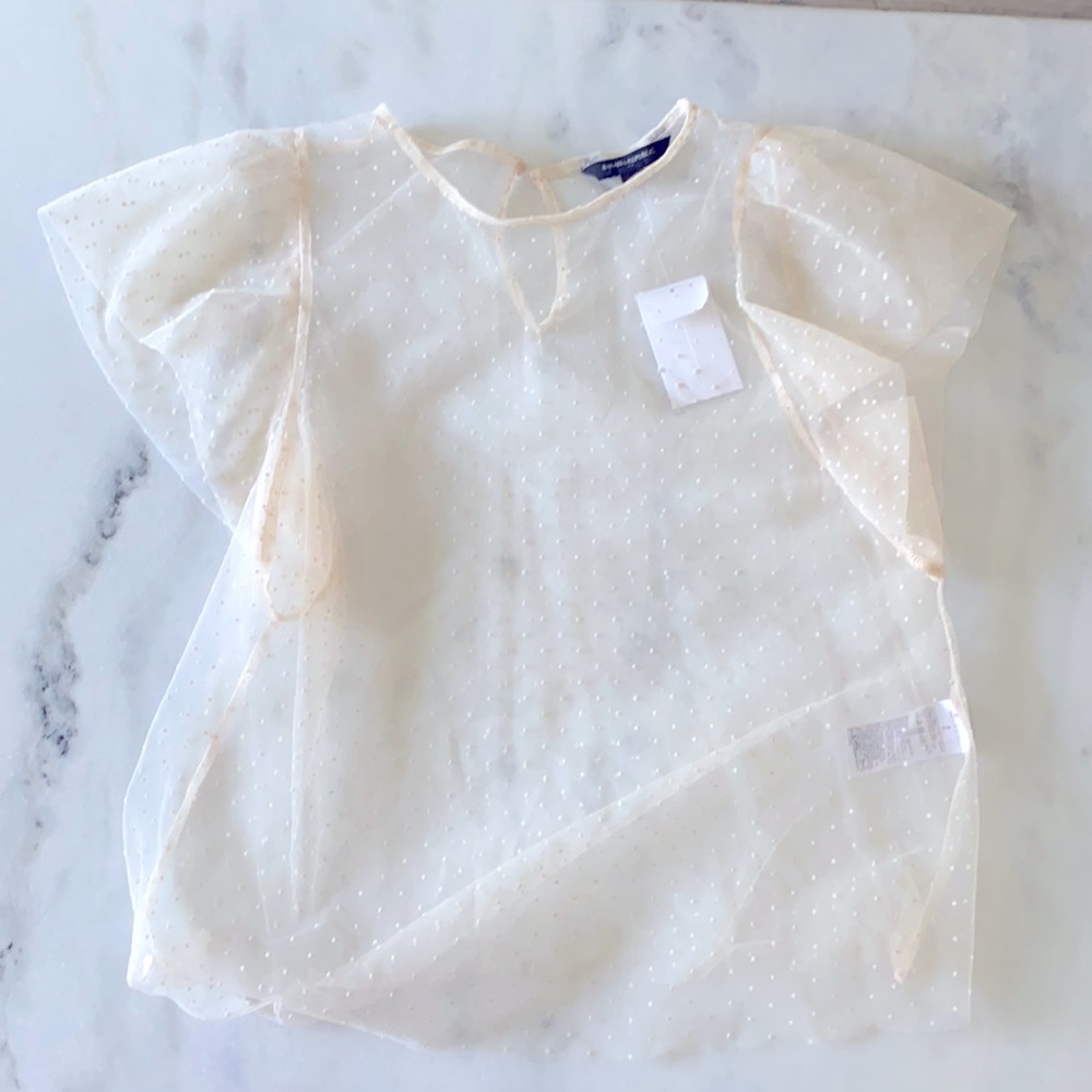 Banana republic sheer polka dot top